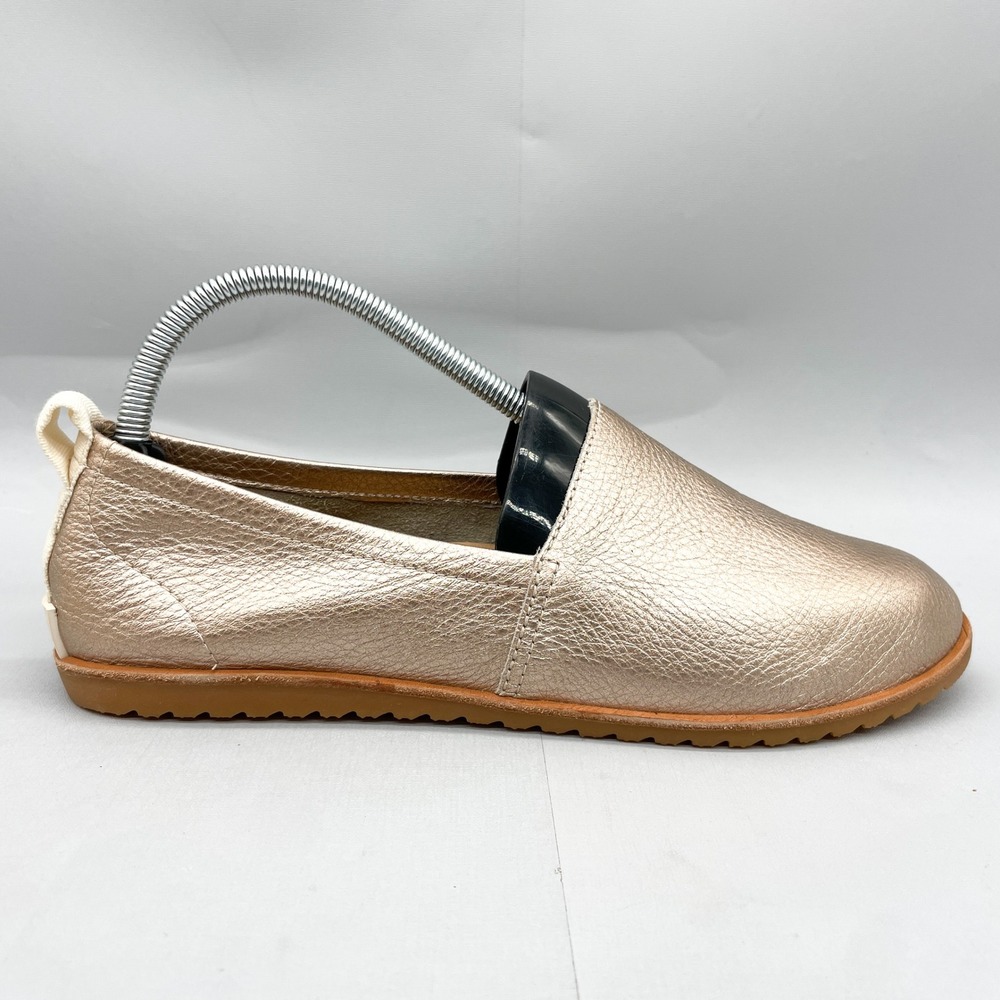 Sorel Womens 9.5 Ella Slip On Loafers Metallic Gold Leather Casual Comfort Shoes